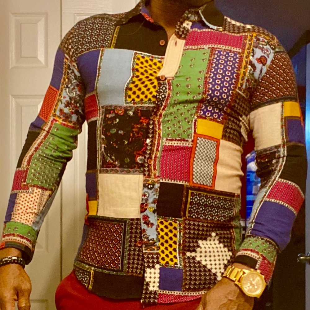 Men Patchwork Shirt. - image 6